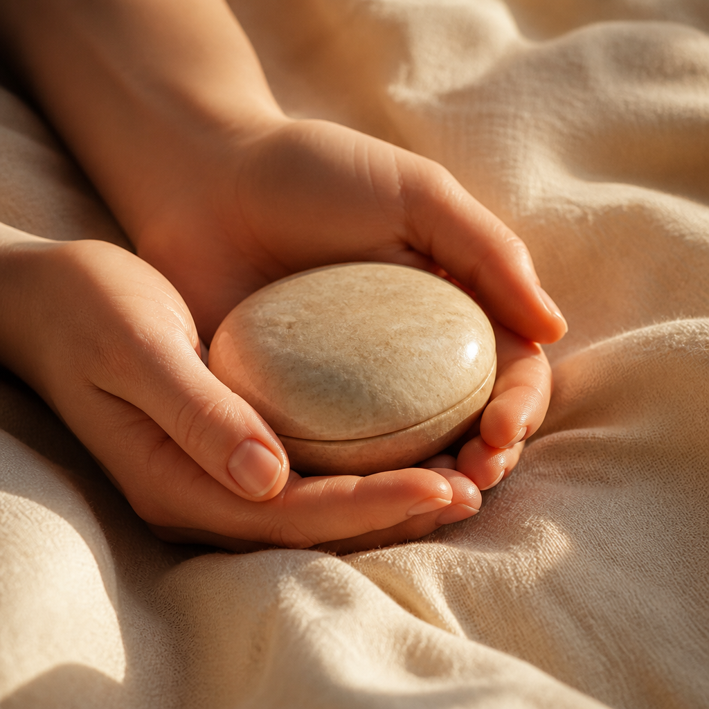 Hands holding a meaningful keepsake in warm light symbolizing remembrance