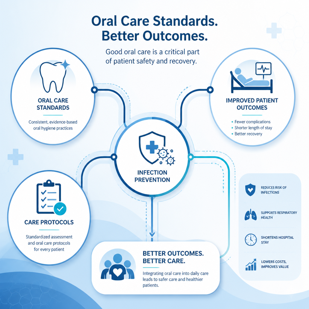 Abstract infographic showing connections between oral health and hospital care outcomes