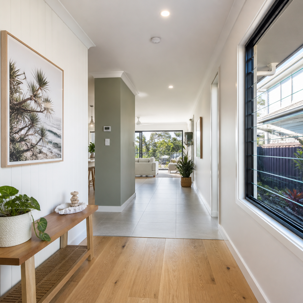 Contemporary home interior showing typical construction details and finishing