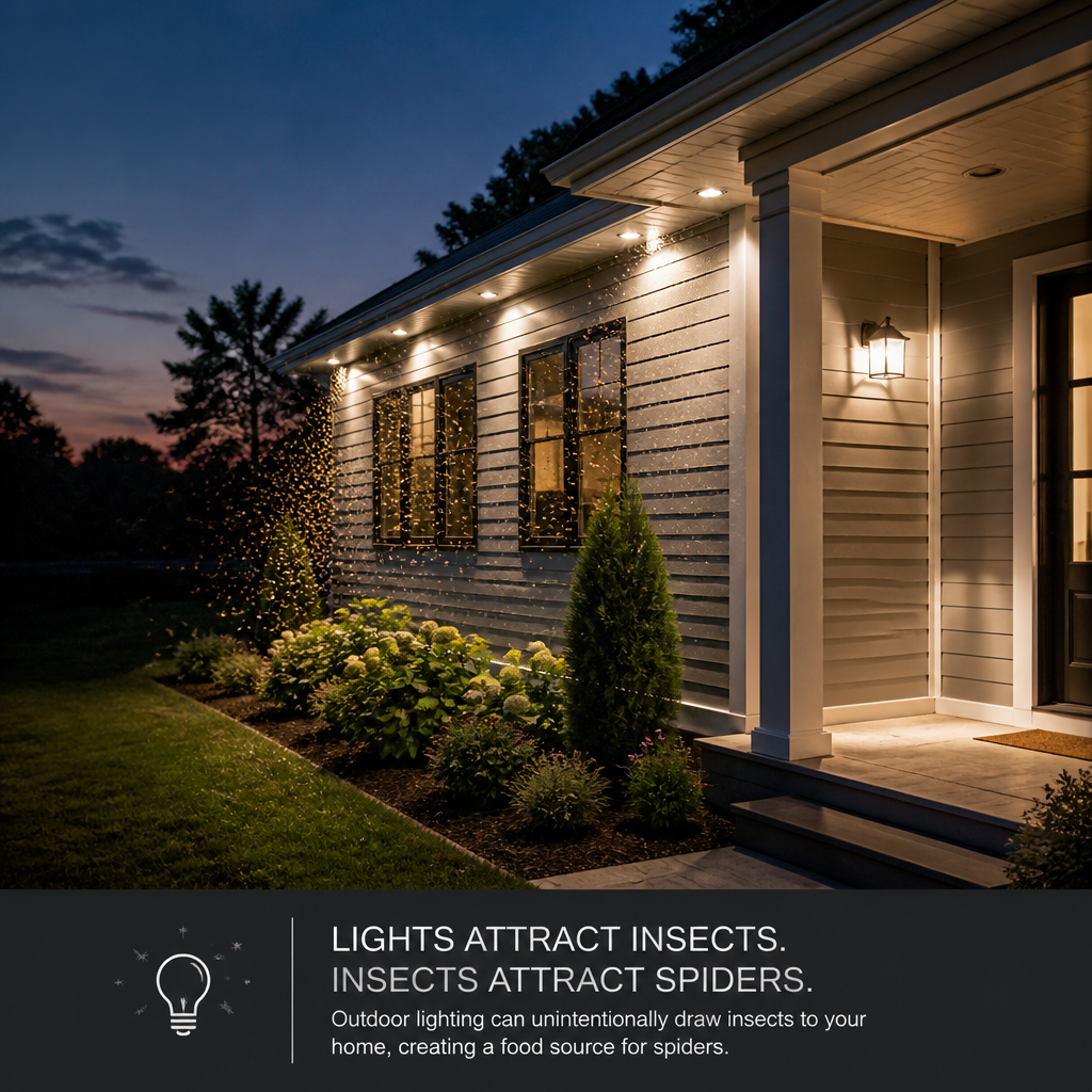 Home exterior with bright outdoor lighting at dusk