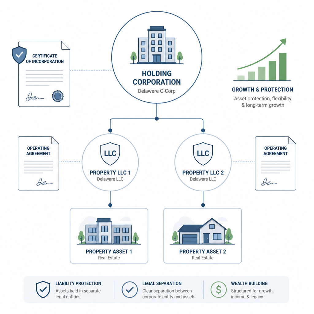 Abstract diagram showing limited company structure with property investment flow