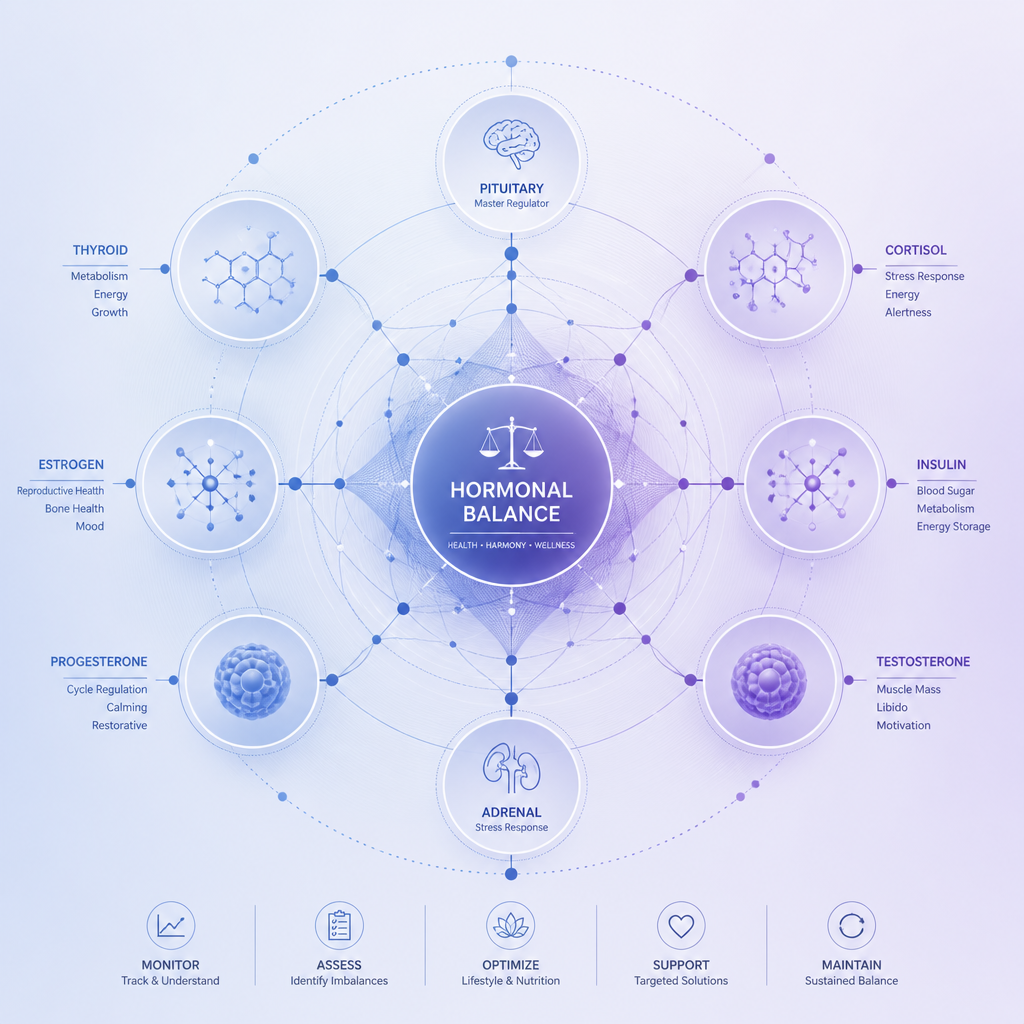 Abstract visualization of hormonal balance and treatment management