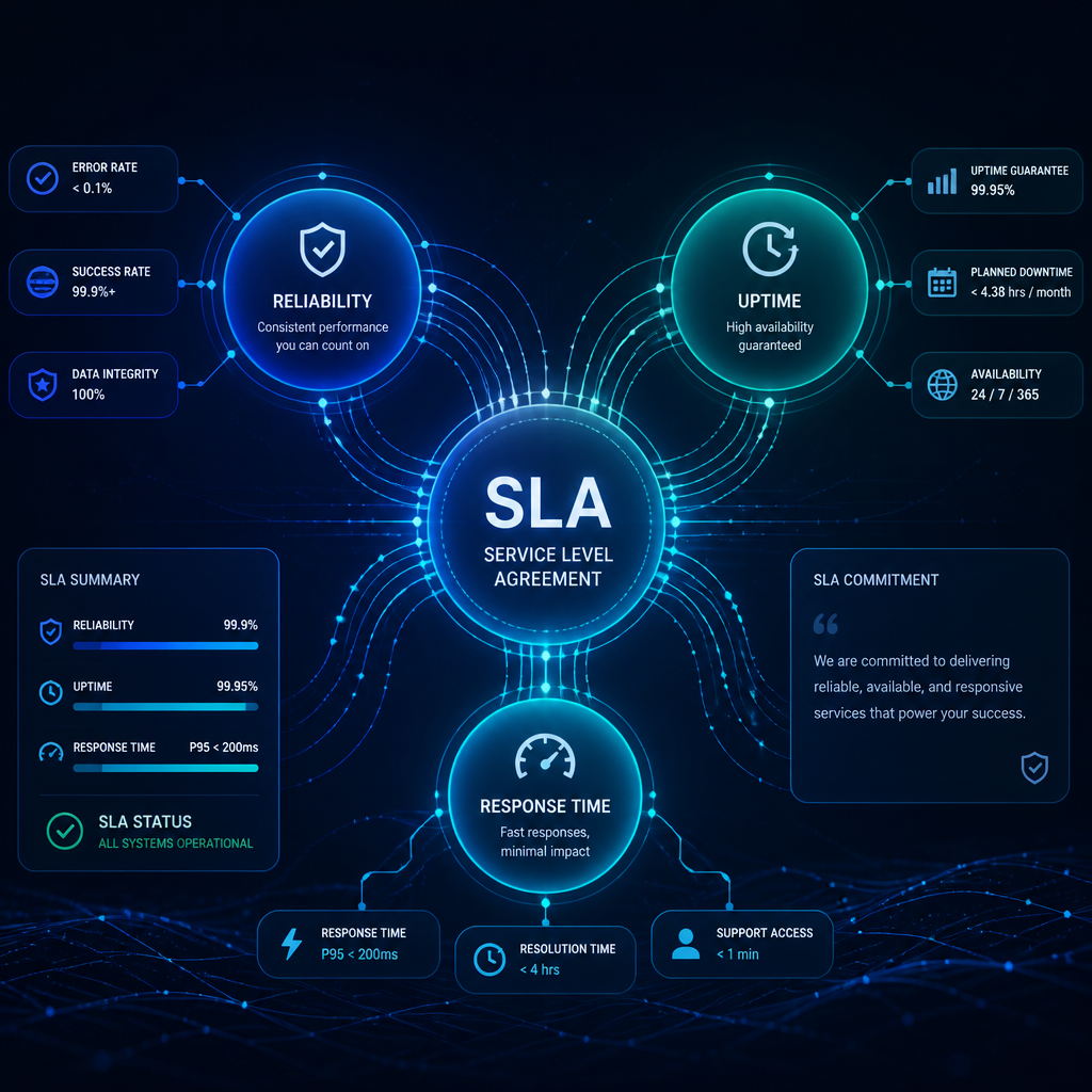 Abstrakt data visualisering af IT-serviceaftale nøgletal og SLA-targets