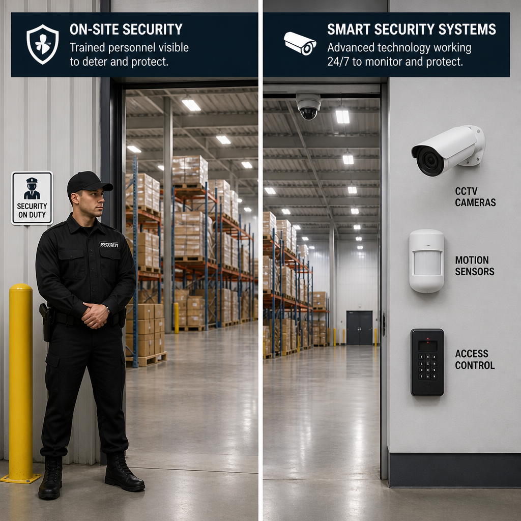 Comparison of manned security presence versus automated security systems in a warehouse setting