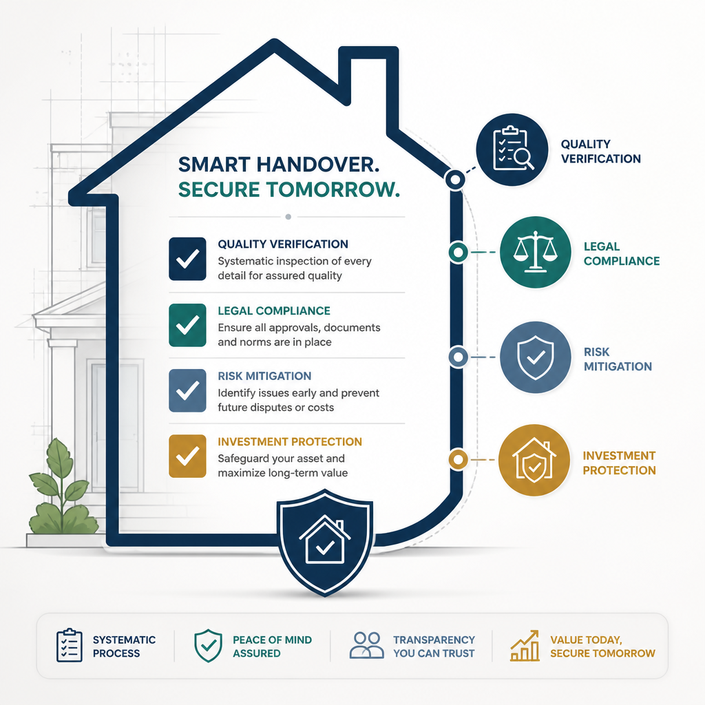 Infographic showing handover inspection process and quality verification checkpoints