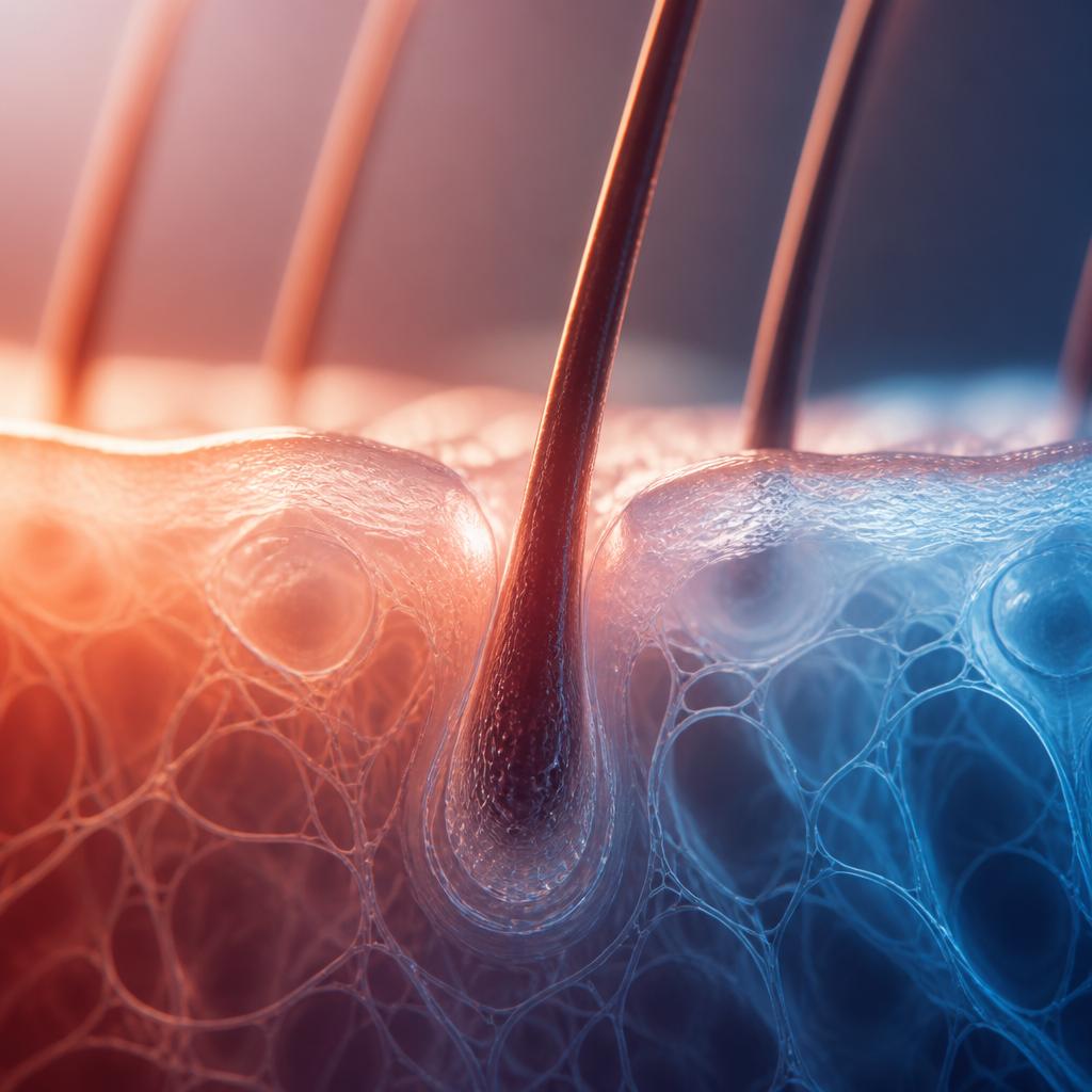 Abstract macro visualization of skin and hair follicle structure