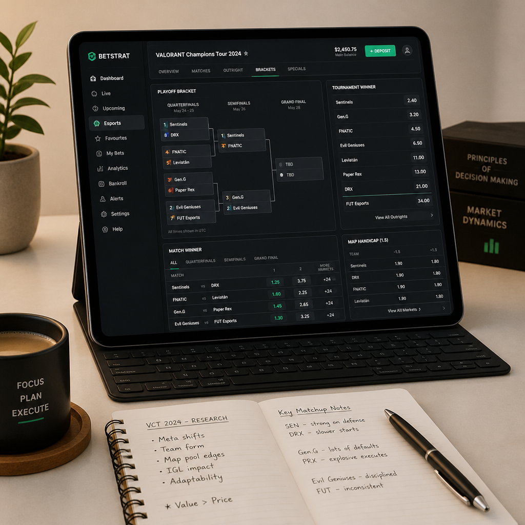 Betting platform workspace with tournament data and planning materials