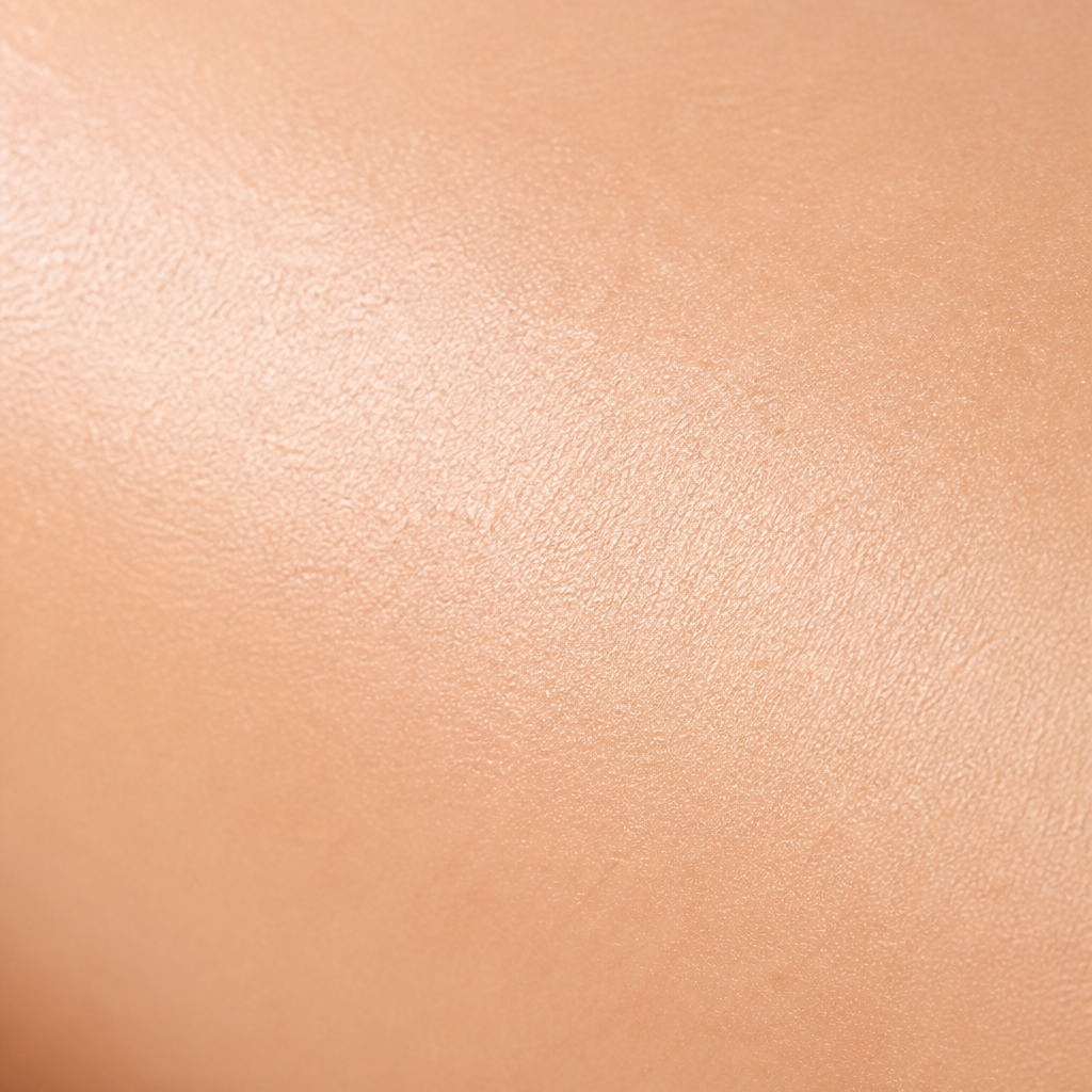 Close-up of refined, glowing skin texture with smooth surface and improved tone