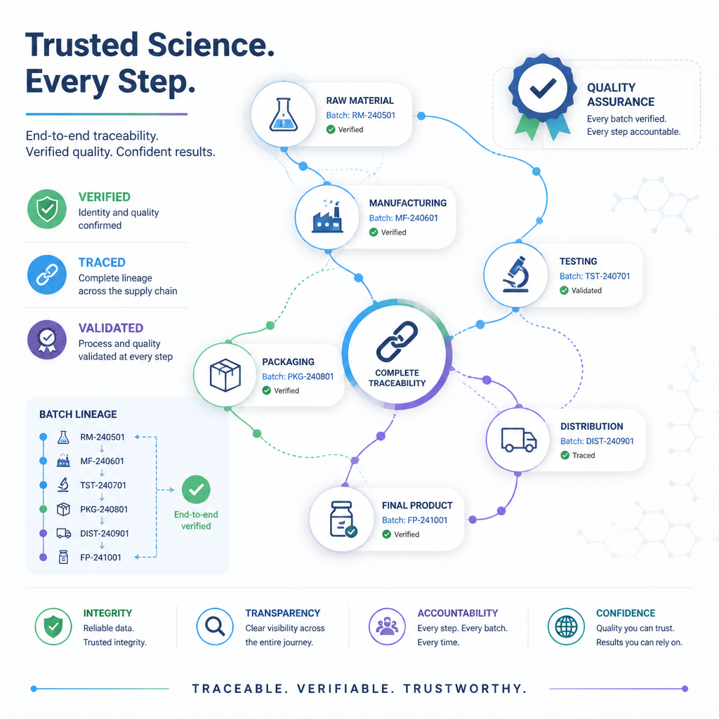 Abstract data visualization of batch traceability and quality verification network