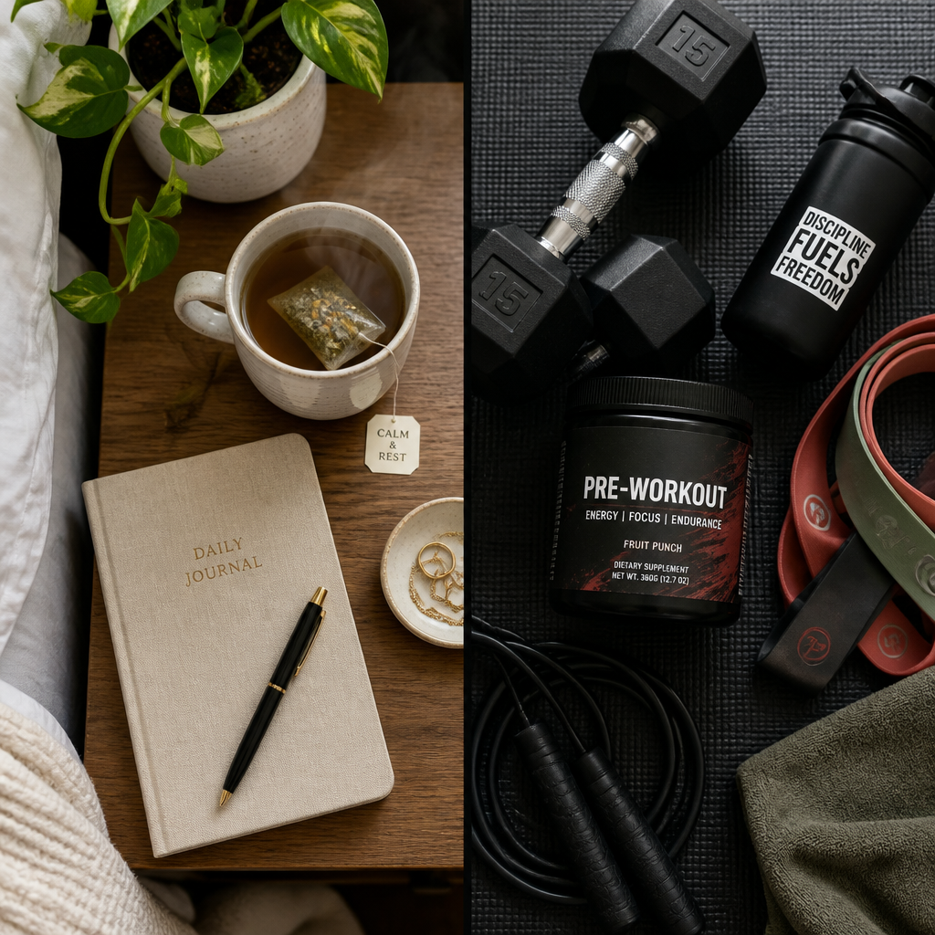 Contrast between rest day recovery setup and training day active preparation