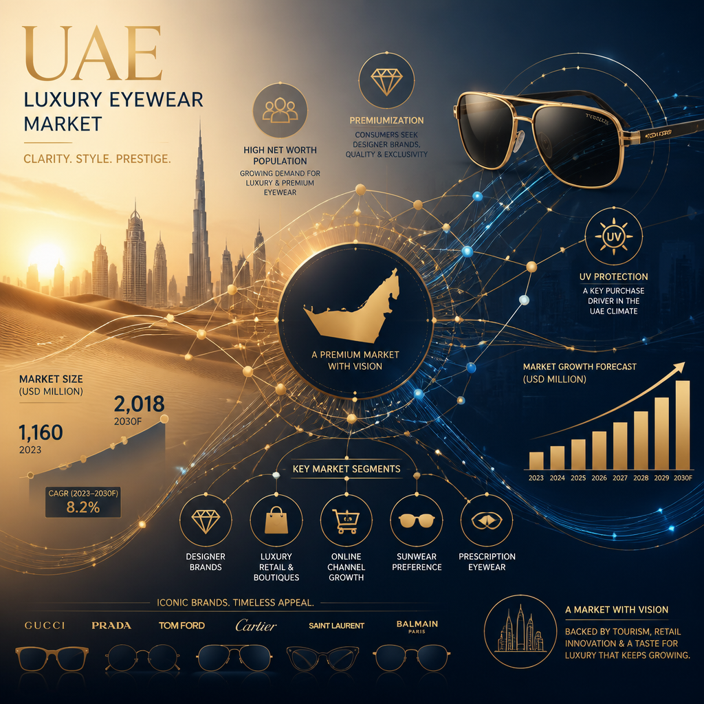 Market analysis visualization of UAE eyewear industry growth