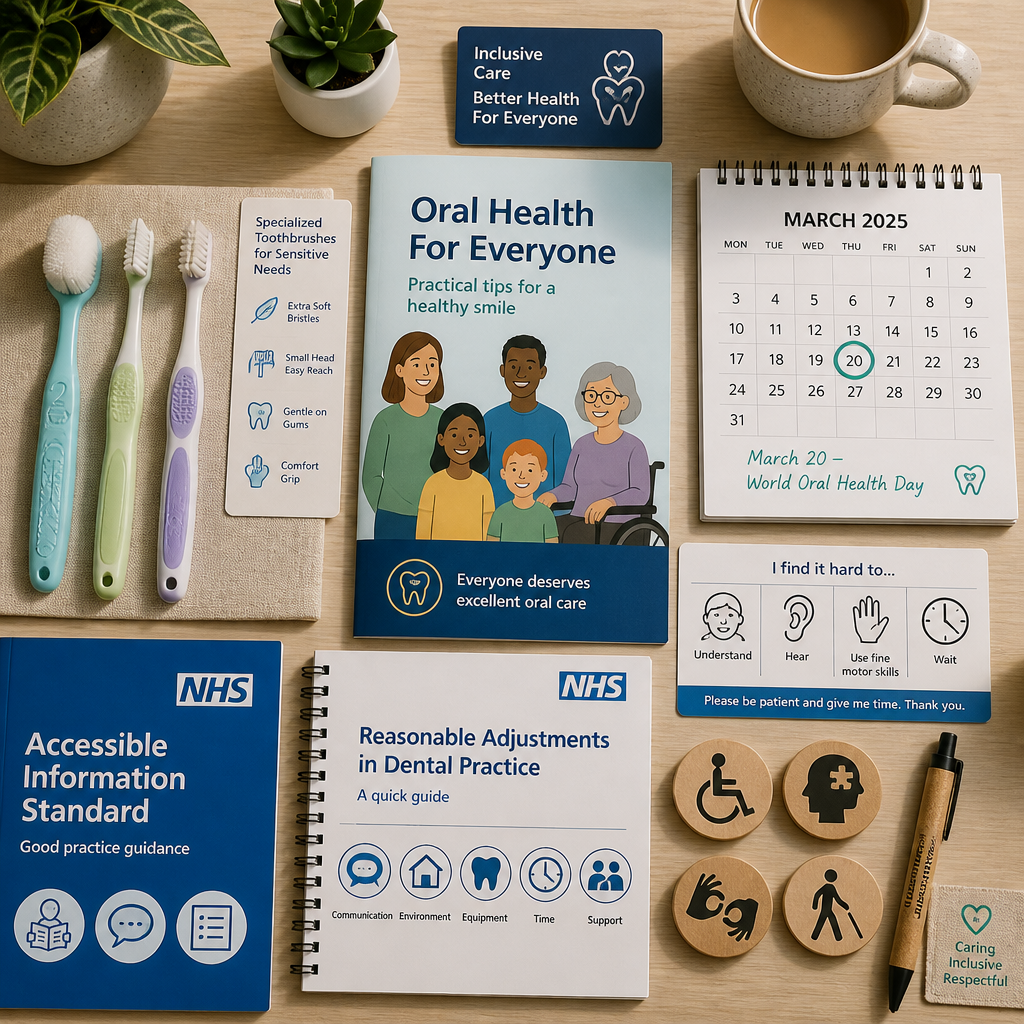 Dental care resources and tools arranged for inclusive oral health practice planning