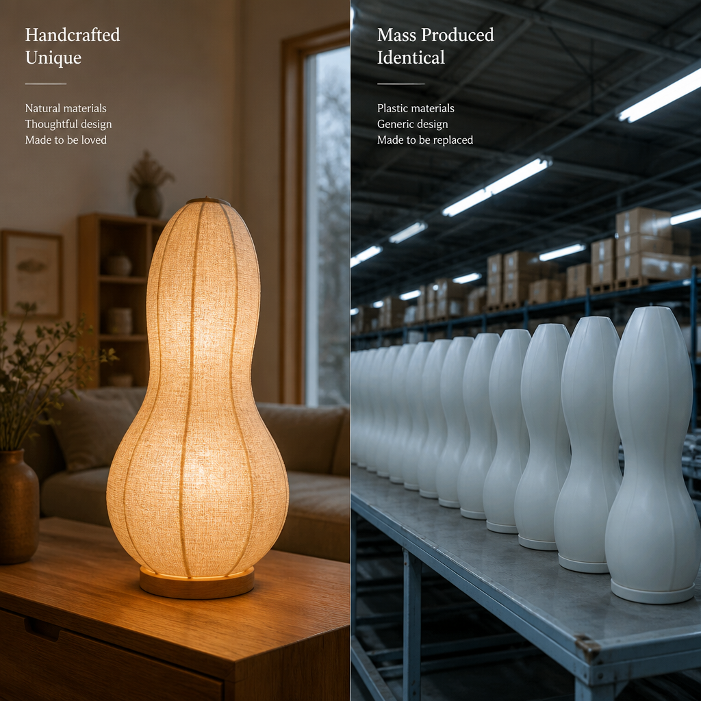 Handmade lamp versus identical mass-produced lamps