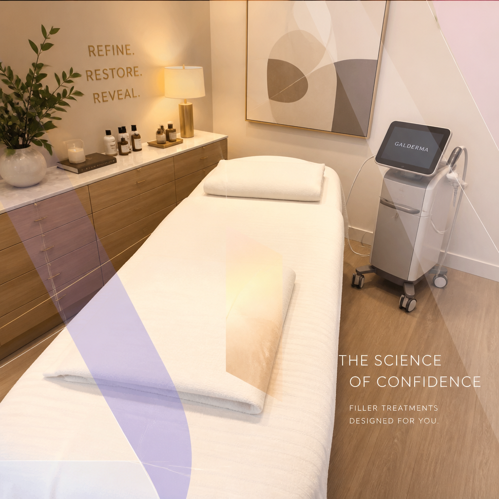 Contemporary medical spa treatment room with minimalist design and professional ambiance