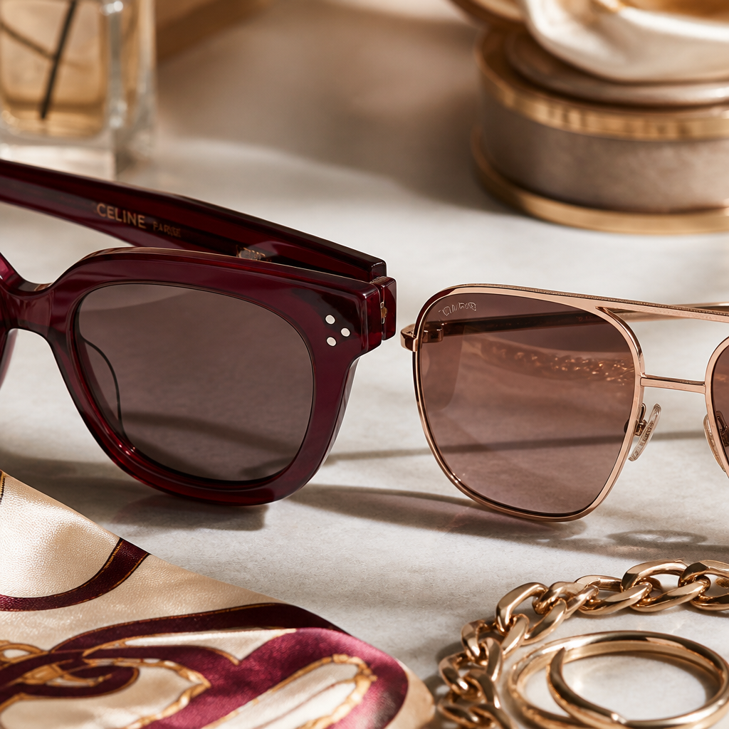 Side-by-side comparison of acetate and metal sunglasses frame materials