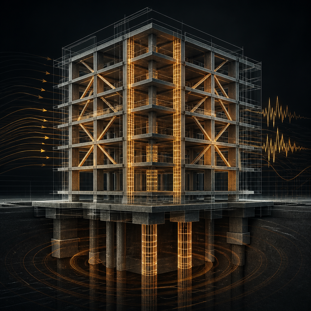 Visualisation 3D abstraite d'une structure renforcée et résiliente aux séismes