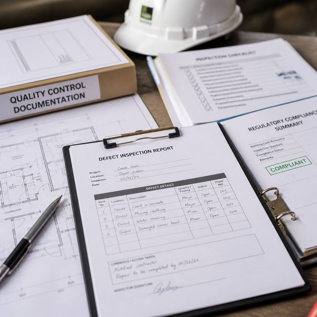 Multi-residential inspection checklists and compliance documentation on site