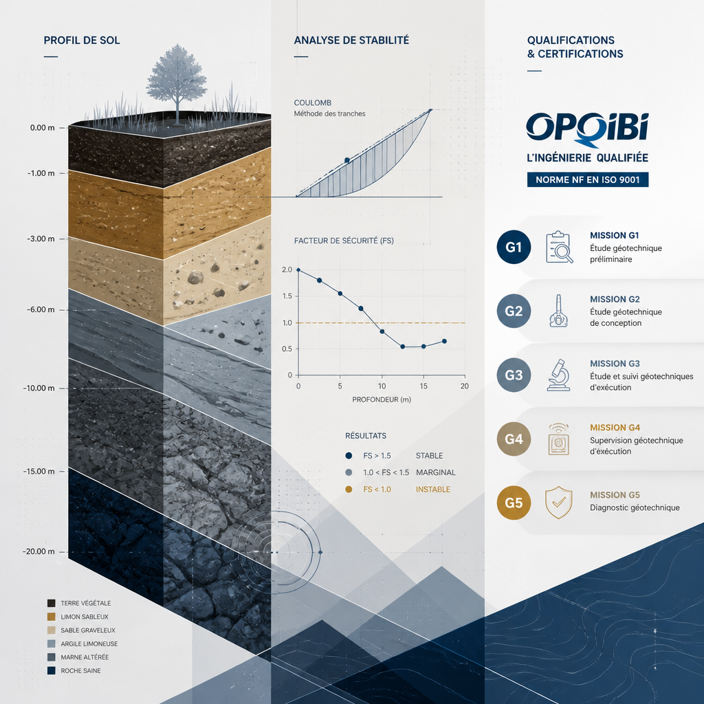 Visualisation abstraite des niveaux de qualification géotechnique et des profils de sol