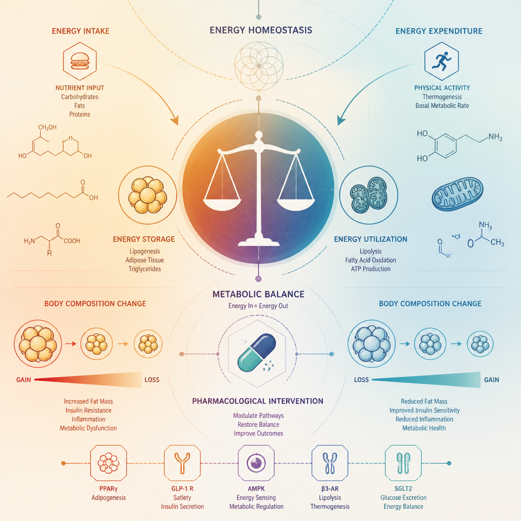 Geometric abstract illustration of metabolic balance and molecular mechanisms