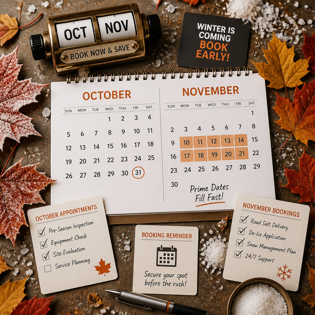 Appointment calendar with autumn elements representing busy fall detailing season