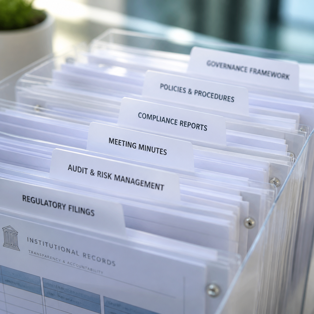 Organized institutional records and transparent organizational files