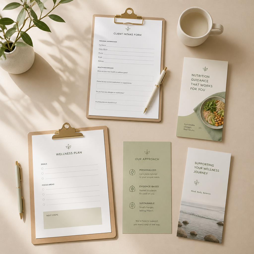 Professional consultation materials on a clean desk