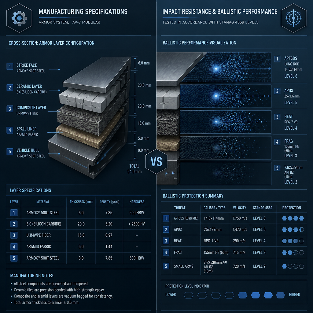 Technical comparison chart showing vehicle armor protection levels and ballistic ratings