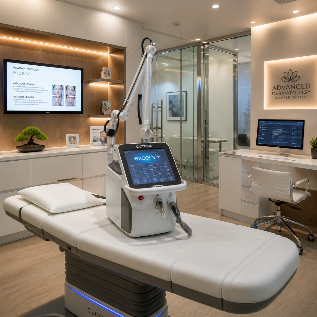 Clinical laser equipment in a modern specialist medical clinic setting