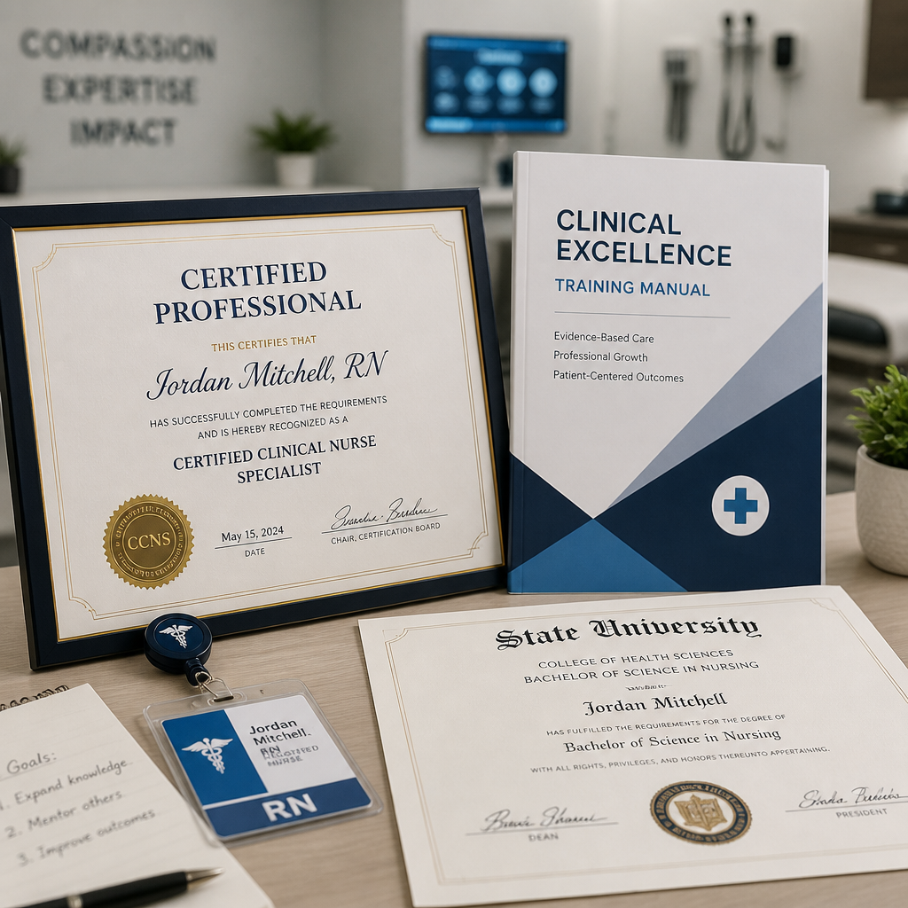 Professional medical credentials and specialist training documentation