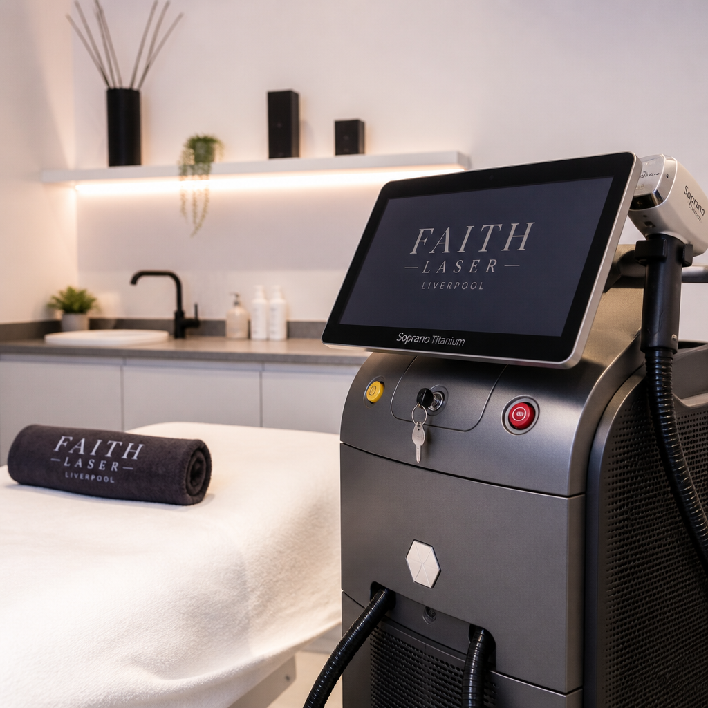 Professional laser hair removal device in a modern clinic treatment room