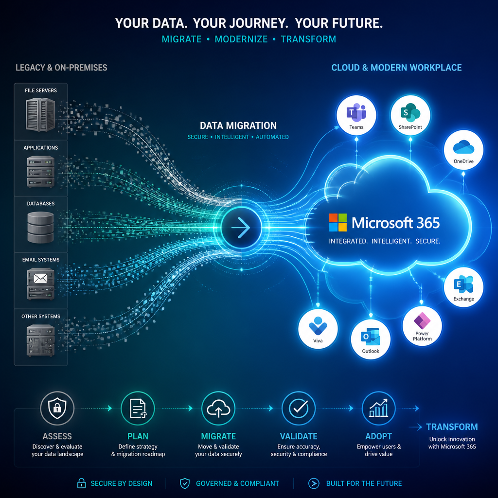 Digital visualization of data migration from on-premises to cloud infrastructure