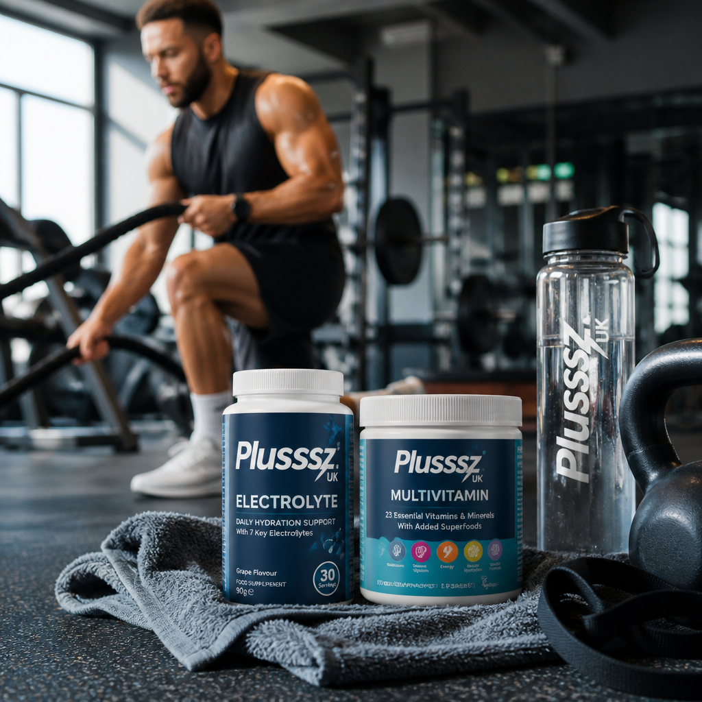 Targeted supplement products displayed in an active fitness environment