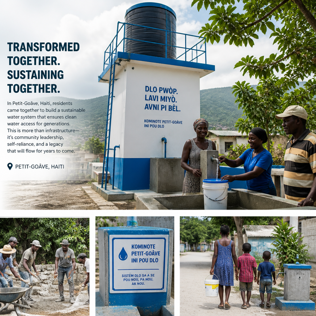 Sustainable water infrastructure project built by Haitian community members in Petit-Goâve