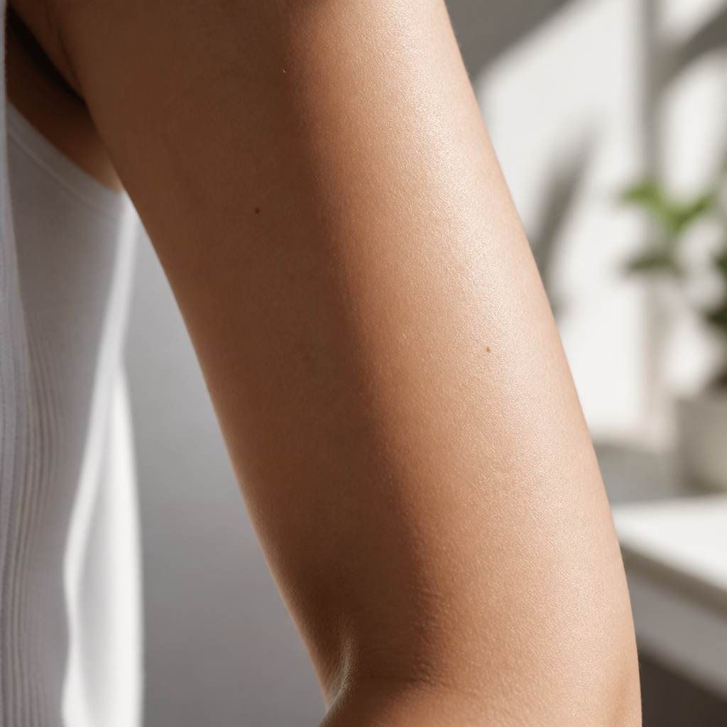 Close-up of skin after laser hair removal treatment showing proper healing