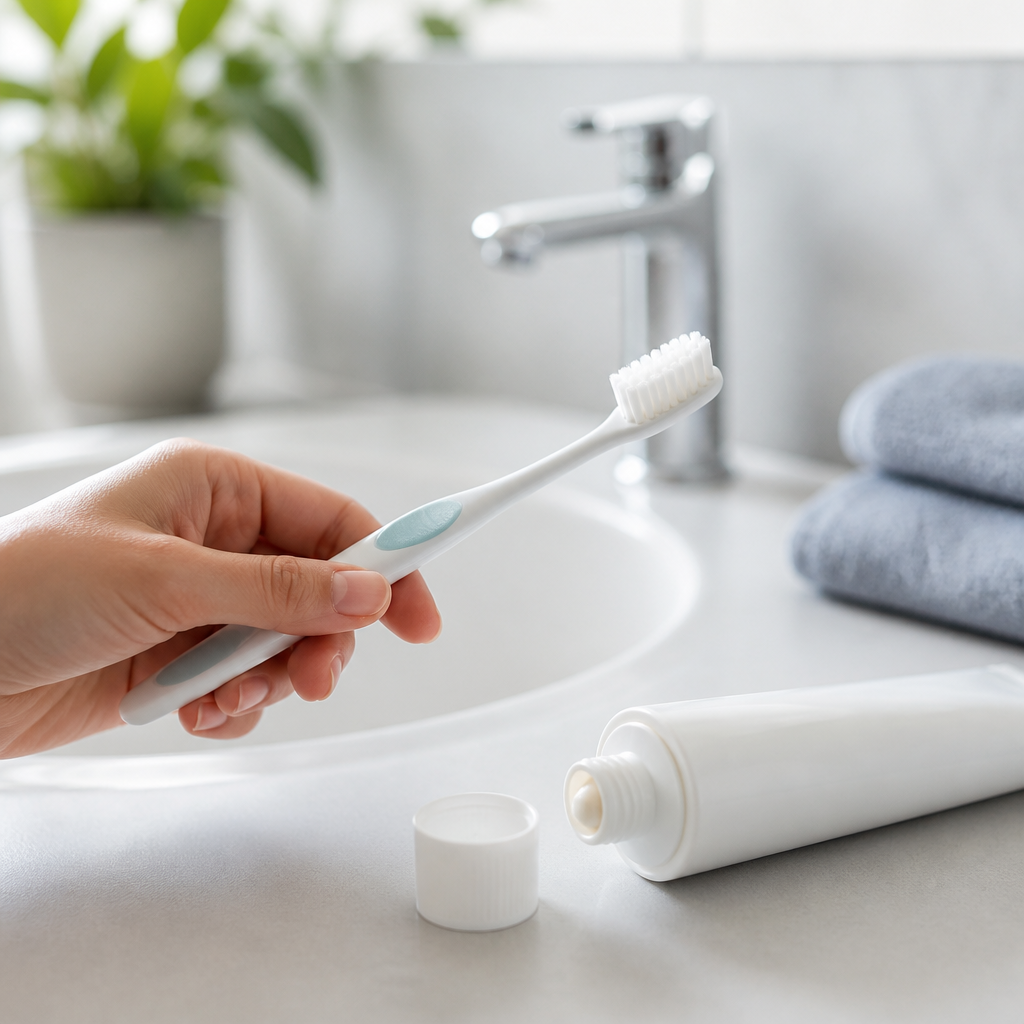 Healthcare professional reviewing diabetes and oral health management protocols with specialised care products