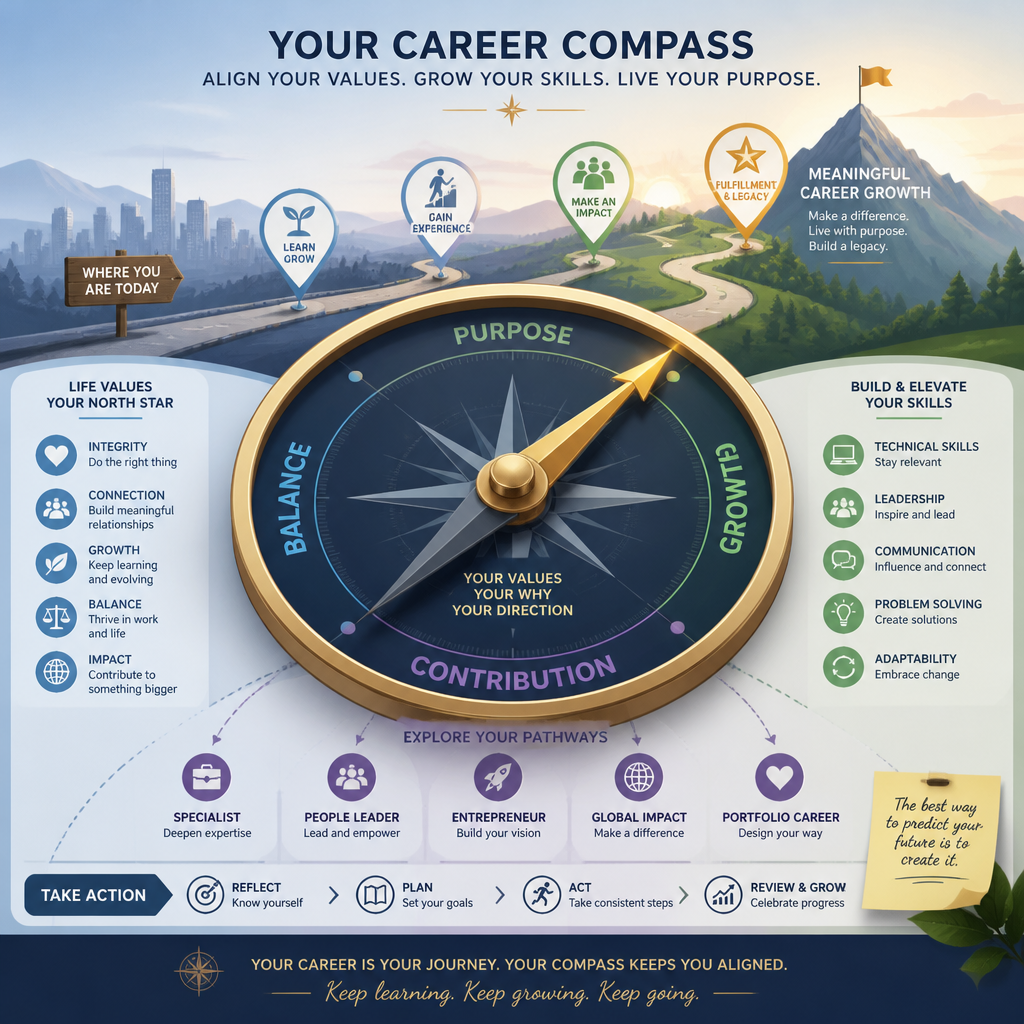 Career compass illustration representing professional direction and life purpose