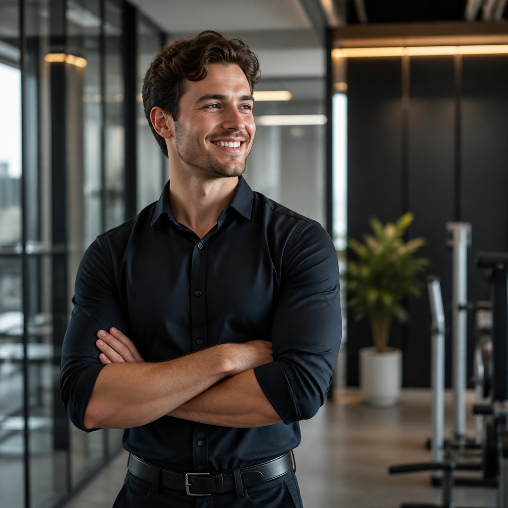Young professional man displaying confidence and grooming results from laser hair removal treatment