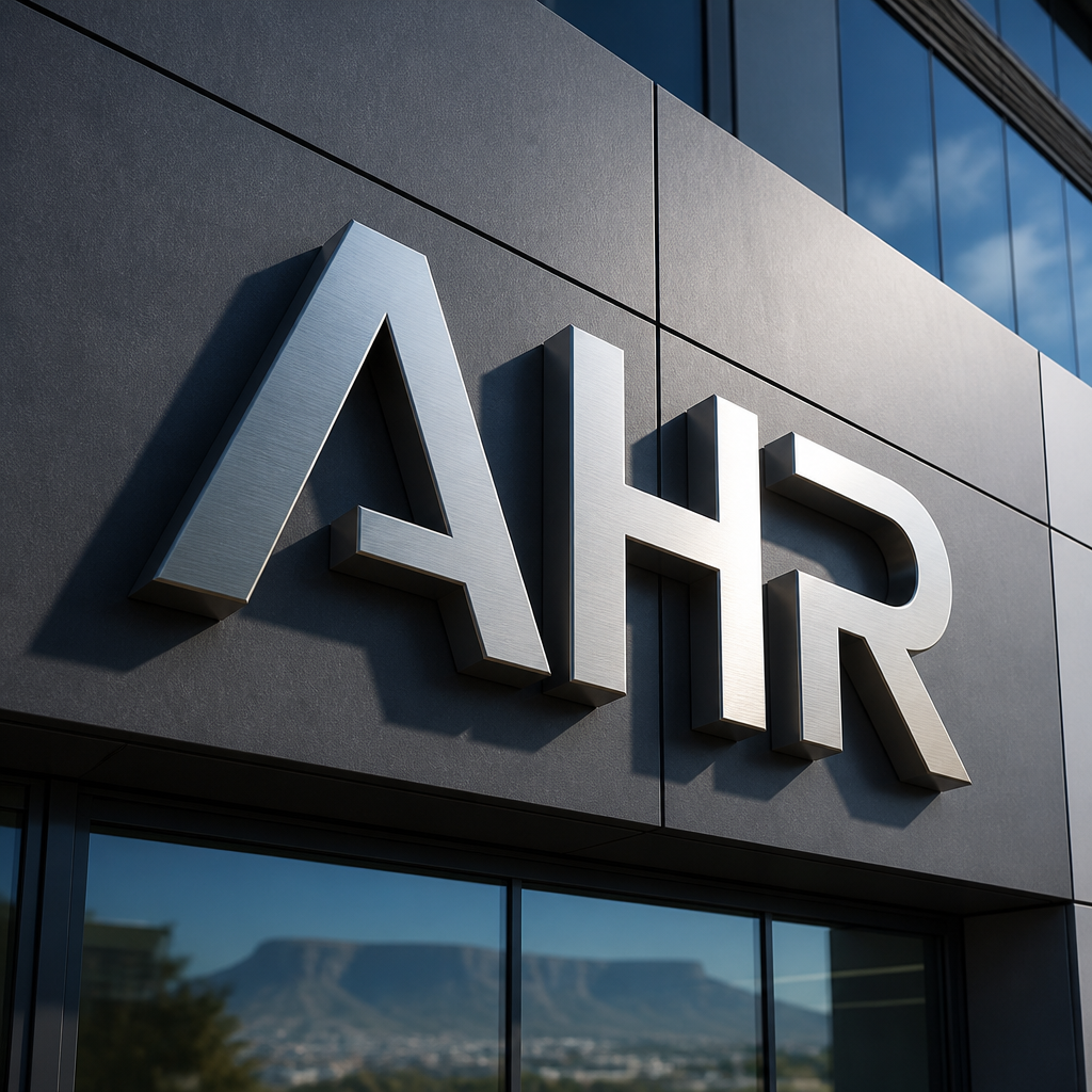 3D fabricated channel lettering on a corporate office building facade casting dramatic shadows