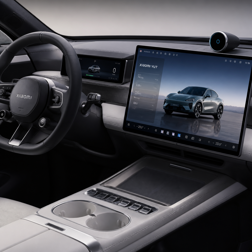 Xiaomi YU7 interior dashboard showcasing electric vehicle technology and fleet-ready features