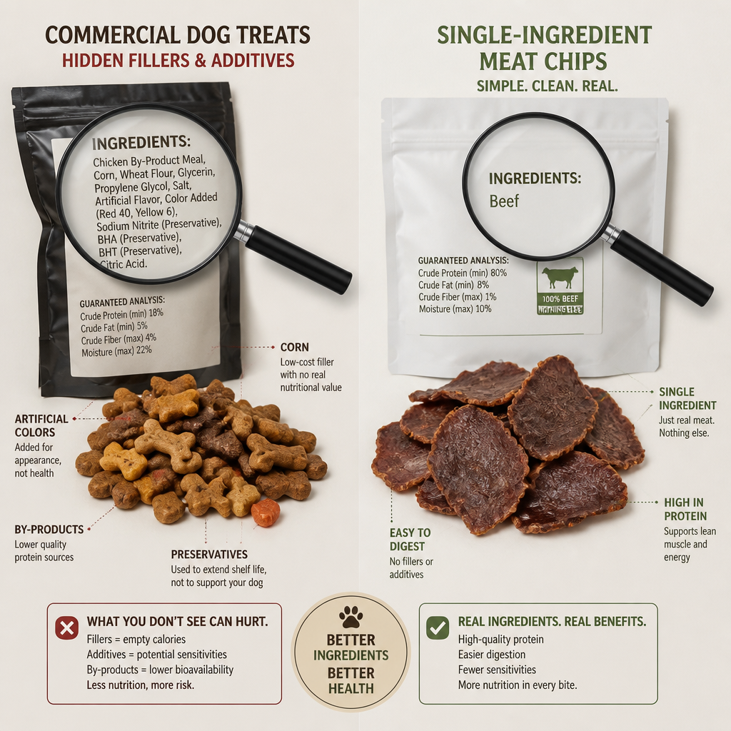 Comparison of ingredient quality between commercial and natural dog treats