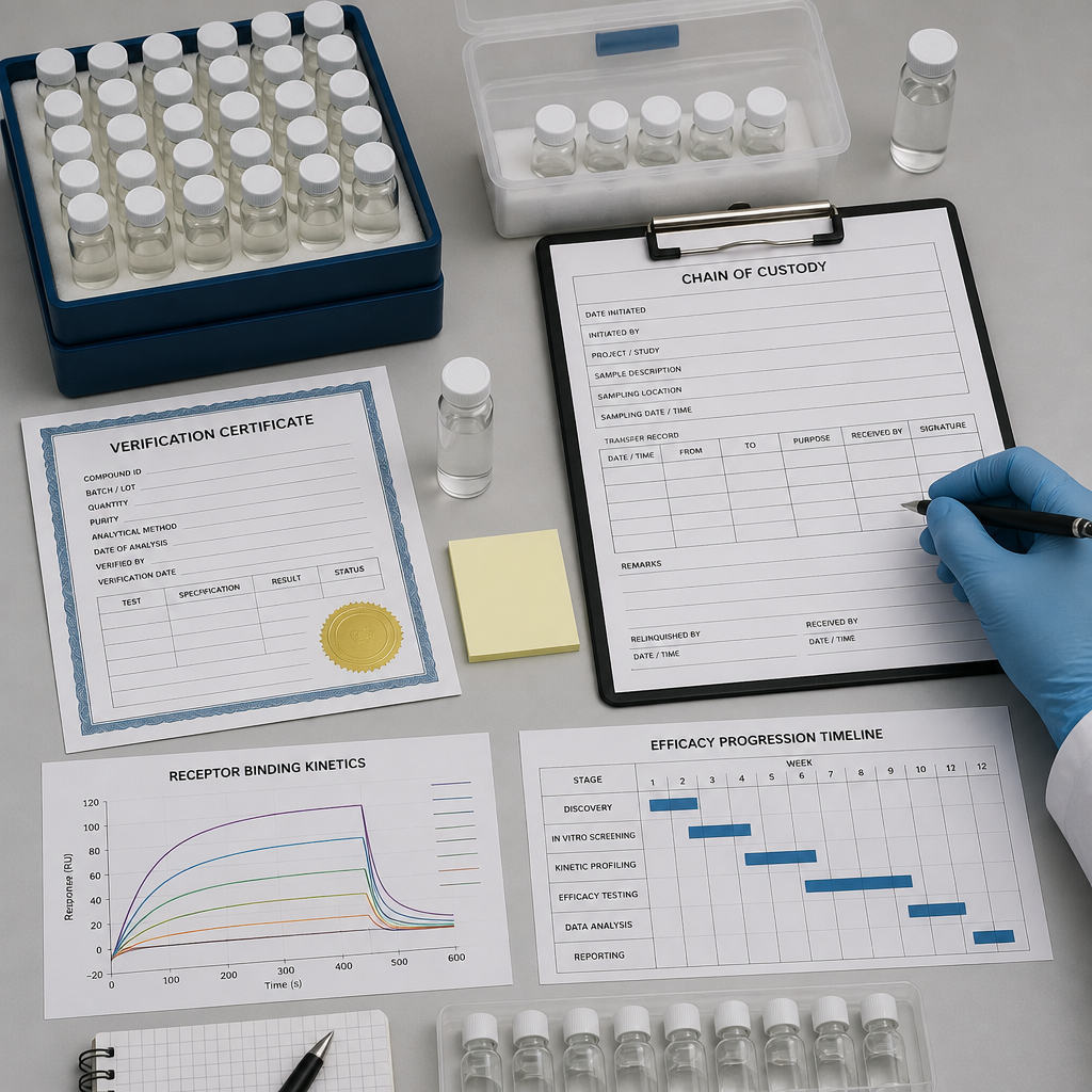 Research-grade peptide compounds with Chain of Custody documentation and timeline data