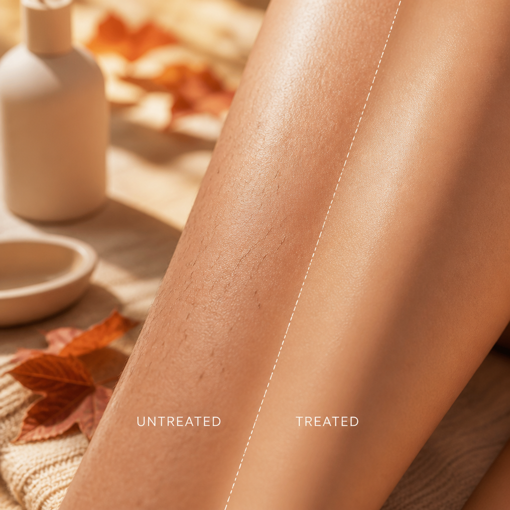 Close-up of smooth, treated skin showing professional laser hair removal results