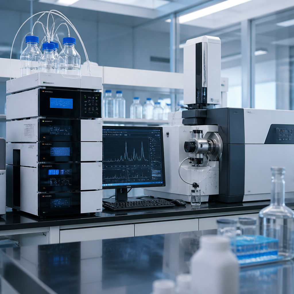 HPLC and mass spectrometry equipment in a research laboratory setting