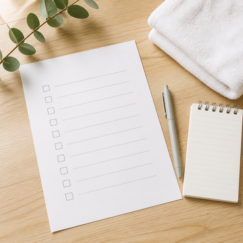 Notepad, pen and questions prepared before booking an upper face filler consultation
