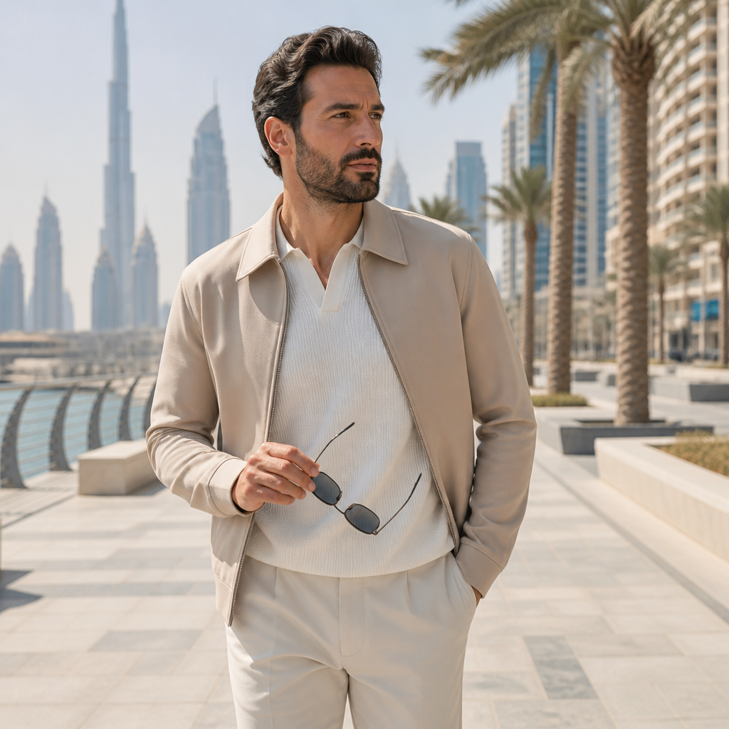 Person holding gray-lensed sunglasses on a bright city promenade, showing true colors in strong daylight.