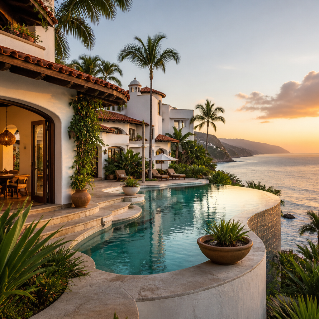 Luxury villa with an infinity pool overlooking the Pacific coast near Puerto Vallarta